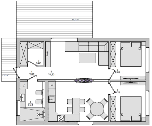 Modüler Ev - 1 75 metrekare plan görseli